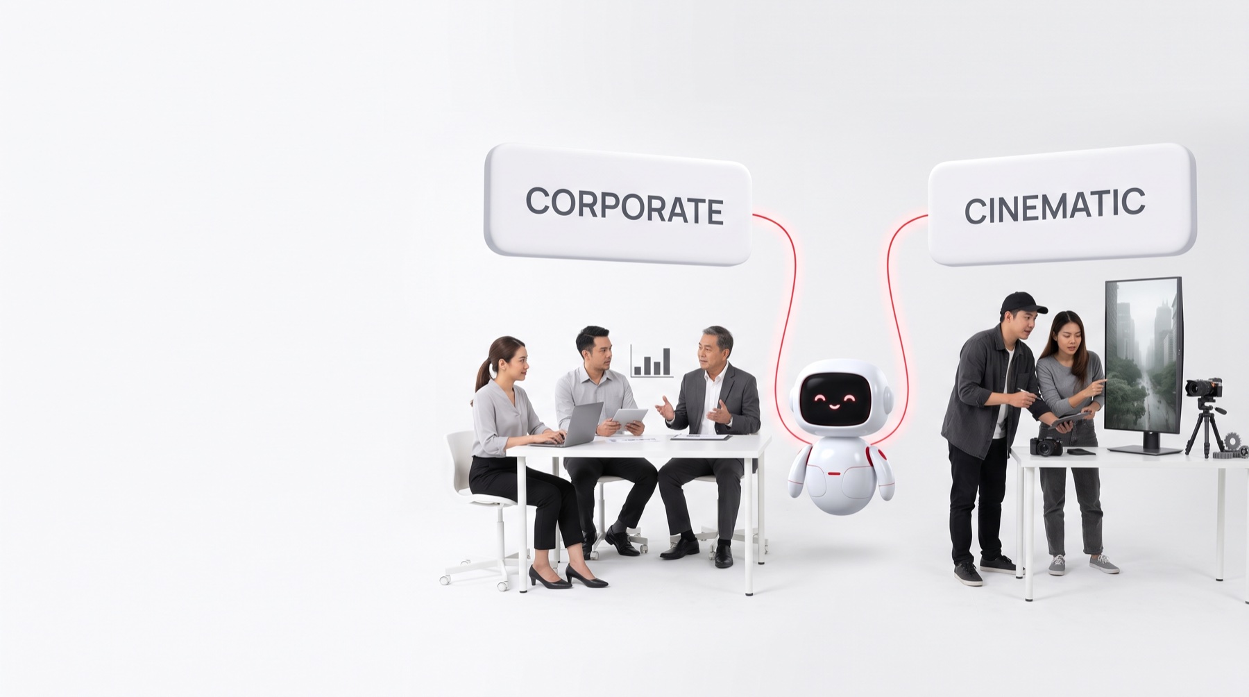 ทีมวิดีโอและทีมสำนักงานทำงานร่วมกับ AI Agent