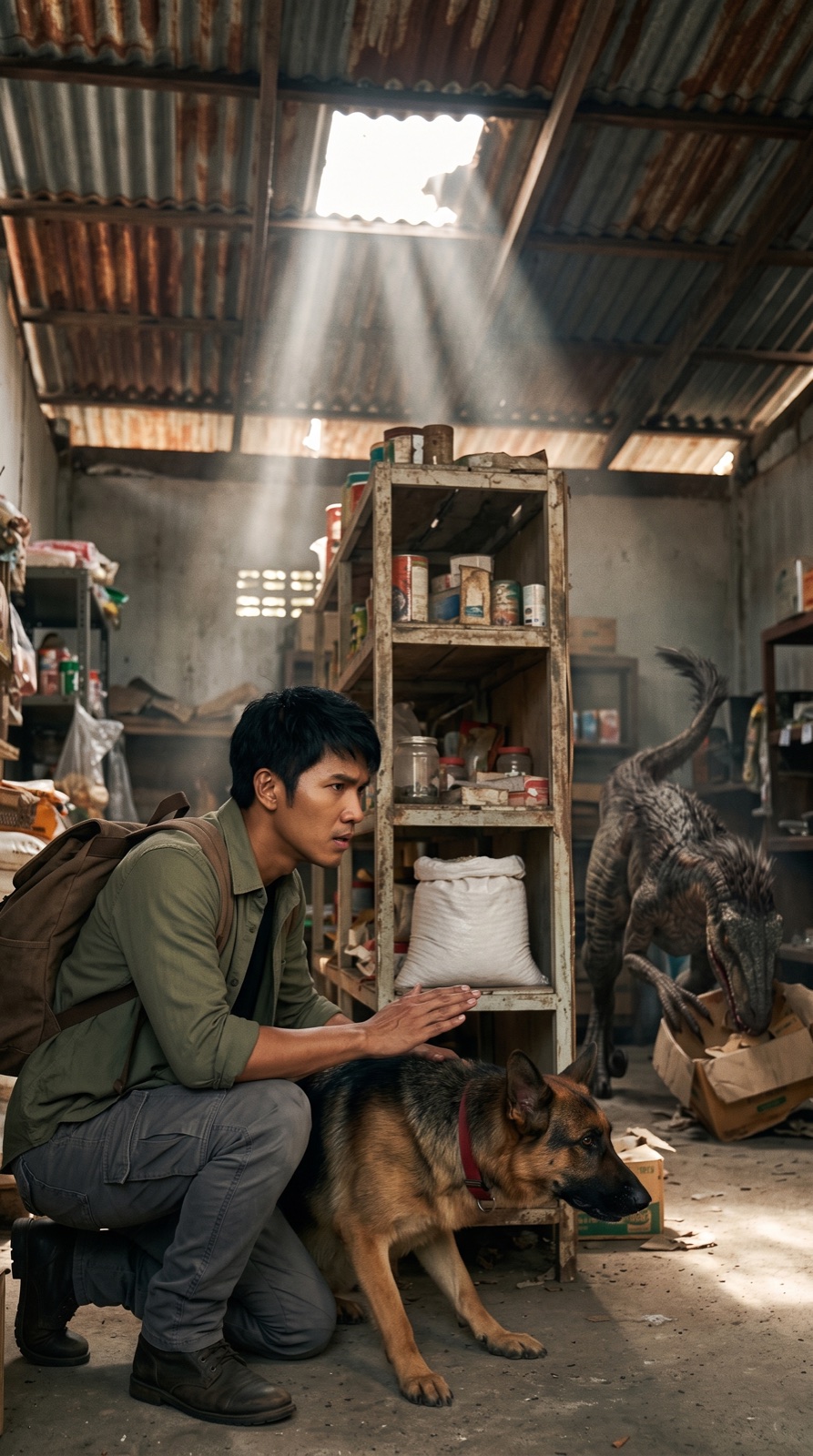 คีย์เฟรม 3 ร้านโชห่วยและแรปเตอร์หลังชั้น