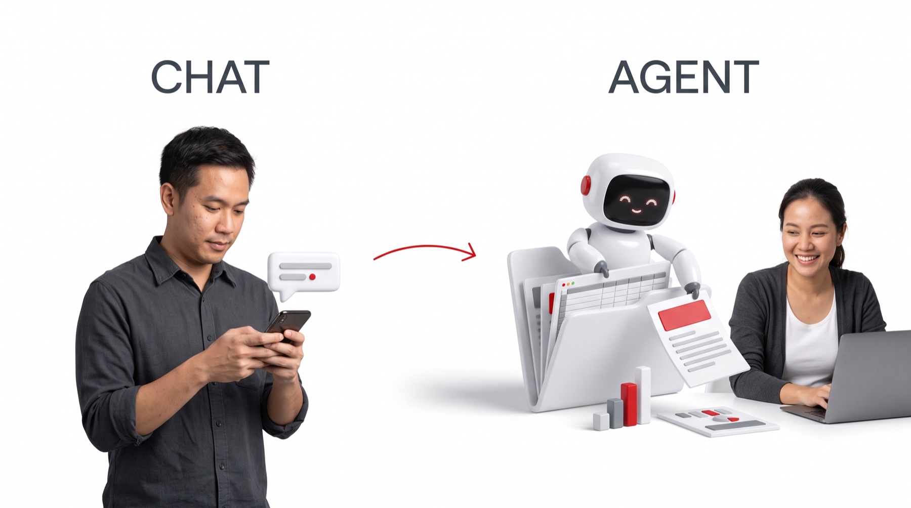Chatbot ตอบในแชต Agent ทำงานกับไฟล์จริง